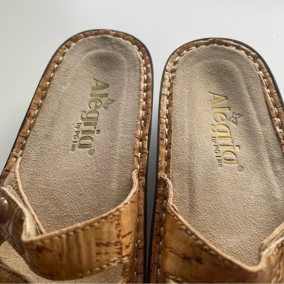 Alegria Fiona cork look sandals EUC size 37 three strap hook and loop closure - Picture 4 of 12